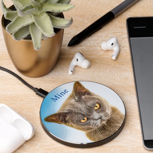 Grumpy Kitty Monogrammed Wireless Charger