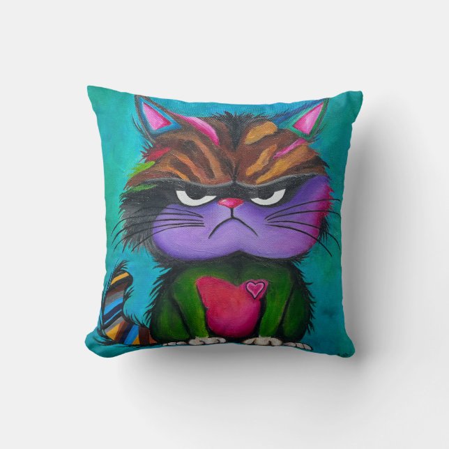 Grumpy Kitty Pillow, 16 x 16 Throw Pillow (Front)