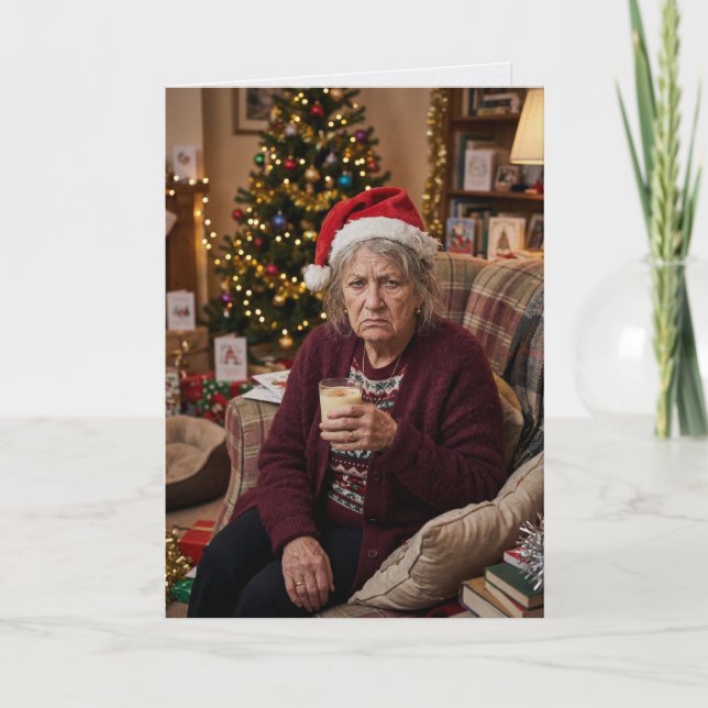 Grumpy Lady Sarcastic Christmas Card (Front)