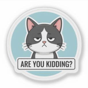 Grumpy Meme Cat – “Are You Kidding?” Funny Cat Sticker