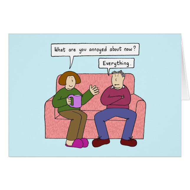 Grumpy Men Cartoon Humor Cards (Front Horizontal)