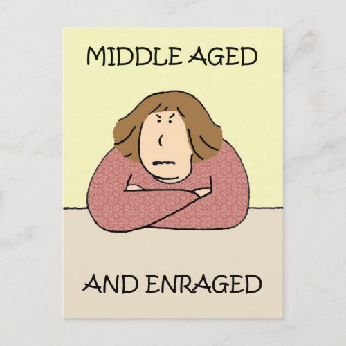 Grumpy Middle Aged Lady Cartoon Humor Postcard