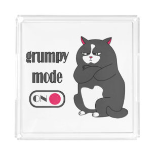 Grumpy mode on funny fat cat  acrylic tray