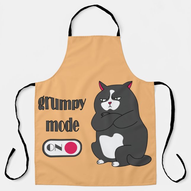 Grumpy mode on funny fat cat  apron (Front)