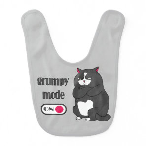 Grumpy mode on funny fat cat   baby bib