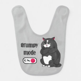 Grumpy mode on funny fat cat baby bib