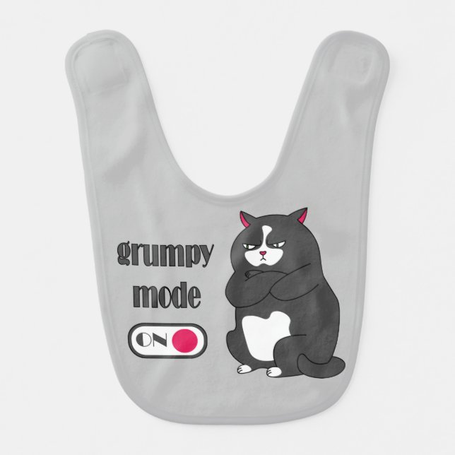 Grumpy mode on funny fat cat   baby bib (Front)