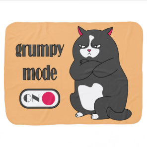 Grumpy mode on funny fat cat  baby blanket