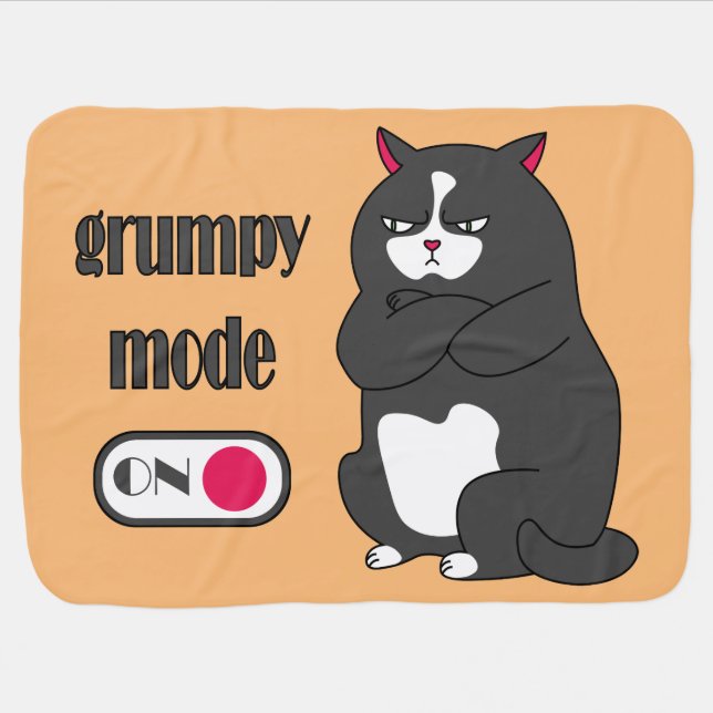 Grumpy mode on funny fat cat  baby blanket (Horizontal)