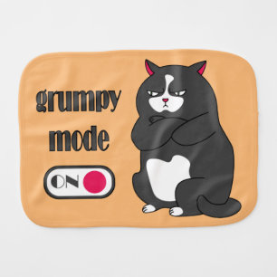 Grumpy mode on funny fat cat  baby burp cloth