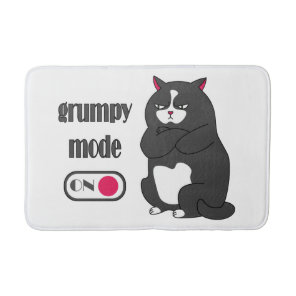Grumpy mode on funny fat cat   bath mat