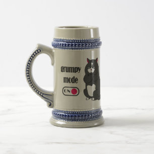 Grumpy mode on funny fat cat beer stein
