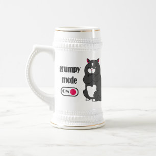 Grumpy mode on funny fat cat beer stein