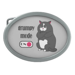 Grumpy mode on funny fat cat   belt buckle