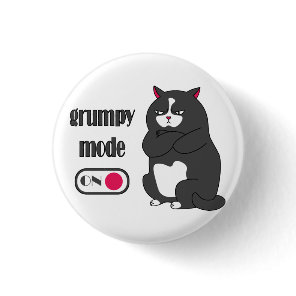 Grumpy mode on funny fat cat   button