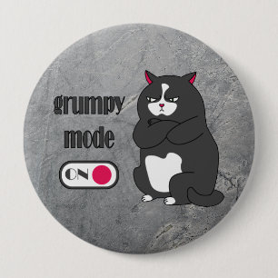Grumpy mode on funny fat cat button