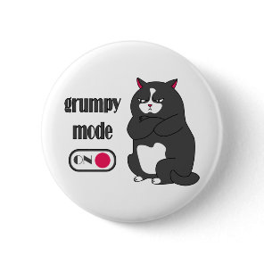 Grumpy mode on funny fat cat  button