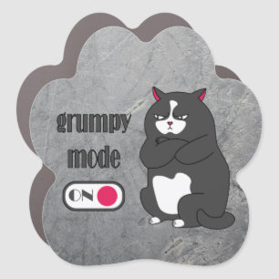 Grumpy mode on funny fat cat  car magnet