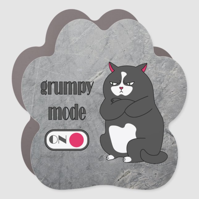 Grumpy mode on funny fat cat  car magnet (Front)