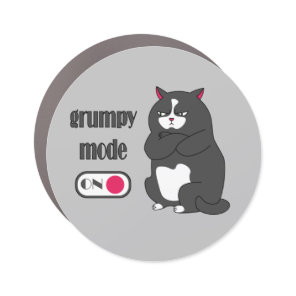 Grumpy mode on funny fat cat  car magnet