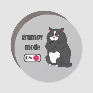 Grumpy mode on funny fat cat  car magnet