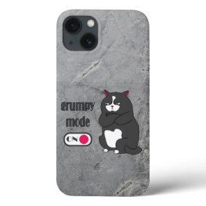 Grumpy mode on funny fat cat   iPhone 13 case