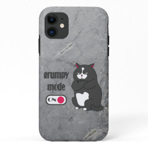 Grumpy mode on funny fat cat  iPhone 11 case