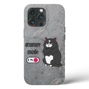 Grumpy mode on funny fat cat   iPhone 13 pro case