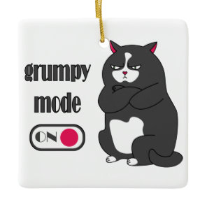 Grumpy mode on funny fat cat  ceramic ornament