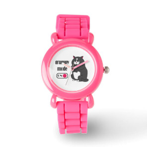 Grumpy mode on funny fat cat  ceramic ornament watch
