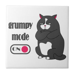 Grumpy mode on funny fat cat  ceramic tile