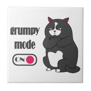 Grumpy mode on funny fat cat  ceramic tile