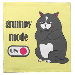 Grumpy mode on funny fat cat  cloth napkin