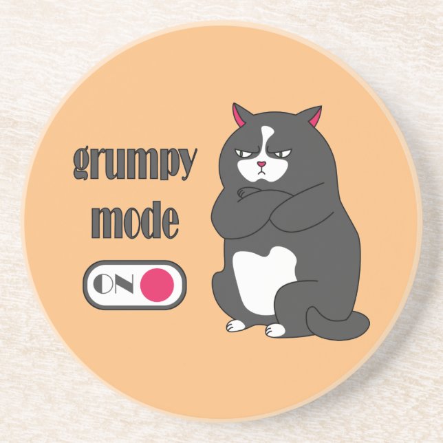 Grumpy mode on funny fat cat   coaster (Front)
