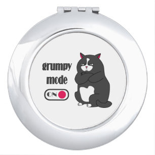Grumpy mode on funny fat cat compact mirror