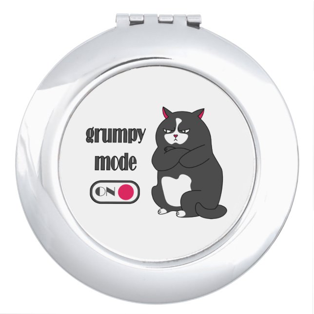 Grumpy mode on funny fat cat   compact mirror (Front)