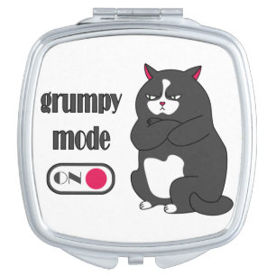 Grumpy mode on funny fat cat  compact mirror