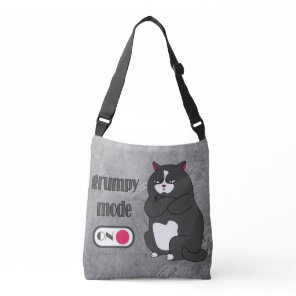 Grumpy mode on funny fat cat crossbody bag