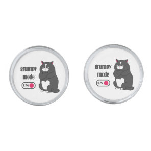 Grumpy mode on funny fat cat cufflinks
