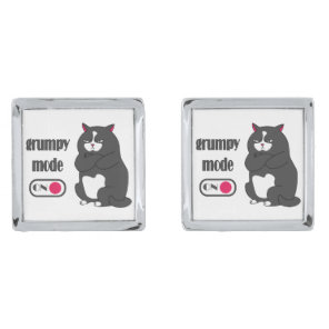 Grumpy mode on funny fat cat cufflinks