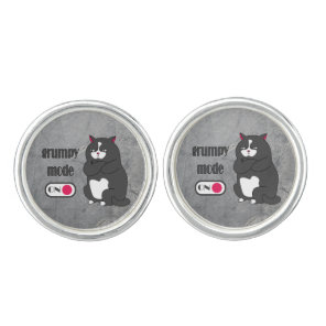 Grumpy mode on funny fat cat  cufflinks