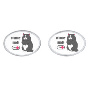 Grumpy mode on funny fat cat  cufflinks