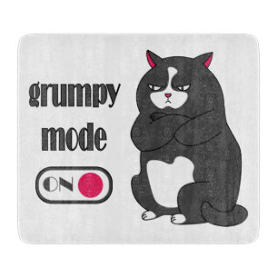 Grumpy mode on funny fat cat cutting board
