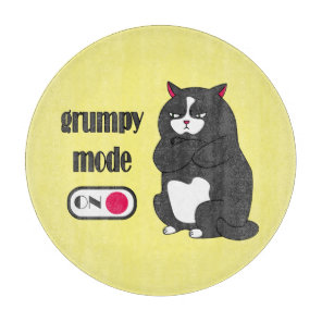 Grumpy mode on funny fat cat   cutting board