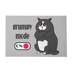 Grumpy mode on funny fat cat  doormat
