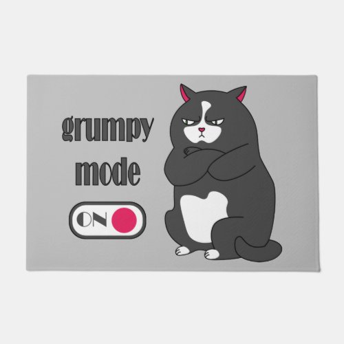 Grumpy mode on funny fat cat  doormat