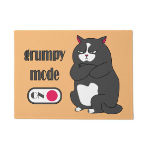 Grumpy mode on funny fat cat doormat