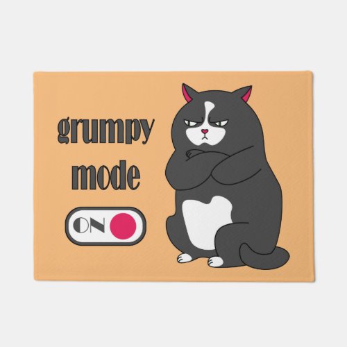 Grumpy mode on funny fat cat doormat