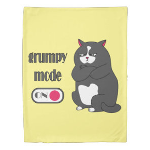 Grumpy mode on funny fat cat  duvet cover
