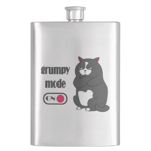 Grumpy mode on funny fat cat  flask